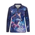 thumbnail image 4 of Yuyamidu Wolf Long Sleeve Golf Shirt for Women Galaxy Tennis Tops Breathable Running Shirt with Collar Sport Athletic Outfits Size XS, 4 of 8