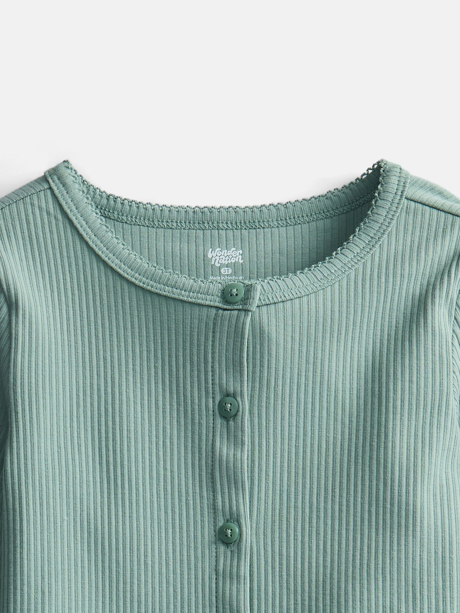 Wonder Nation Toddler Girls' Ribbed Cardigan with Long Sleeves, Sizes 18M-5T