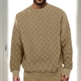 thumbnail image 2 of VSSSJ Men's Crewneck Sweatshirts Fashion Geometric Texture Long Sleeve Casual Relaxed Fit Solid Color Knit Pullover Sweatshirt Tops Beige XL, 2 of 6