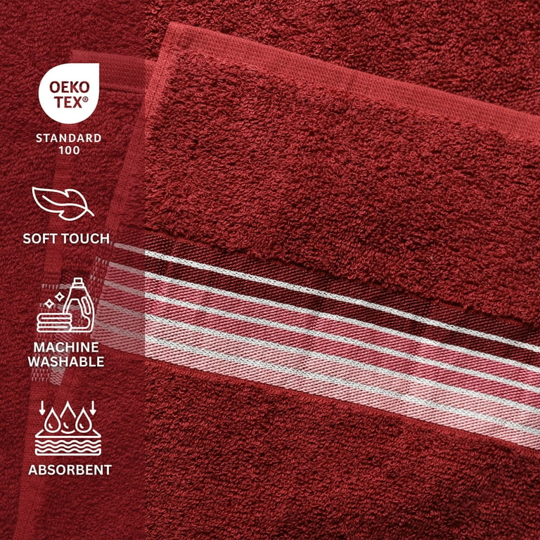 Mainstays Cotton Bath Towel, Super Soft, Absorbent, Red, 27x52