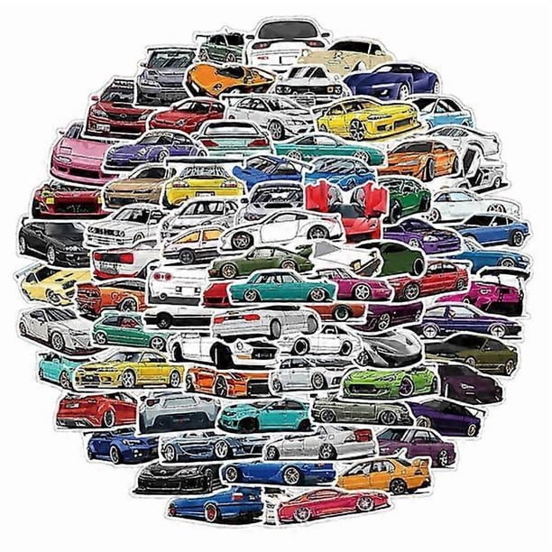 Sports Car Racing Sticker Bag for Kids, 100 Pieces, Bedroom, Table, Laptop, Skateboard, Water Bottle