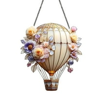 Christmas Hanging Acrylic Hot Air Balloon Decoration With 3D Flower Embellishments Exquisite Craftsmanship For Tree Wall And Indoor Festival Atmosphere