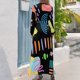 thumbnail image 2 of Vestido largo ondulado colorido y geométrico divertido con variedad de formas Ropa de mujer Vestido de verano para mujer, 2 of 4