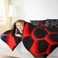 thumbnail image 4 of Manfei Geometric Honeycomb Full Size Comforter Sets 3-Piece for Boys, Black Blue Red Bedding Comforter Set, Neon Gradient Hexagon Bedding Sets, Breathable Home Decor, 4 of 8