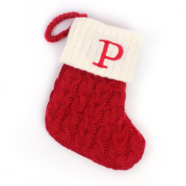 Christmas Socks Red Snowflake Alphabet Knitting Stocking Christmas Tree Pendant