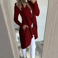 thumbnail image 2 of Lovskoo Women's 2023 Casual Lapel Cardigan Long Sleeve Open Front Irregular Hem Soft Long Coat with Pockets Claret, 2 of 7