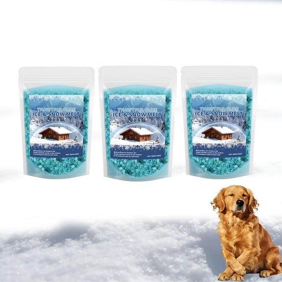 BANIRO Ice & Snow Melt – Fast Acting Granular Rock Salt for Driveways & Sidewalks,Ice Melt Snow Melting Agent,Pet Friendly Low-Corrosion Formula for Driveways,Sidewalks and Yards (3PCS)