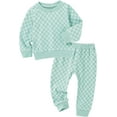 thumbnail image 2 of WESIDOM Toddler Girl Clothes Checkered Long Sleeve Pullover Tops + Pants Toddler Baby Sweatsuit Fall Winter Outfits, 2 of 12
