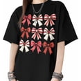 thumbnail image 1 of T Shirts for Womens Merry Christmas Ribbon Bows Short Sleeve Graphic Tees Loose Fit T-Shirt Cotton Casual Tops, 1 of 8
