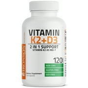 Bronson Vitamin K2 (MK7) with D3 Supplement Bone and Heart Health Non GMO & Gluten Free Formula - Easy to Swallow, 120 Capsules