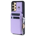 thumbnail image 2 of Compatible with Samsung Galaxy A52 4G/5G PU Leather Clasp Flip Zipper Purse Case, with Shoulder Strap Lanyard for Women Credit Card Holder Cell Accessories Phone Cover for Samsung Galaxy A52, Purple, 2 of 9