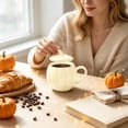 thumbnail image 2 of Pumpkin Ceramic Coffee Mug with Lid 14oz Microwave Safe Halloween Autumn Fall Novelty Cup for Women Family Home Decor, 2 of 4