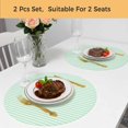 thumbnail image 5 of Green White Stripe Round 15 Inch Placemats Set of 2, Modern Minimalist Geometric Striped HeatResistant Non Slip Place Mats for Dining Table, Wipeable Braided Kitchen Table Mats for Housewarming, 5 of 9