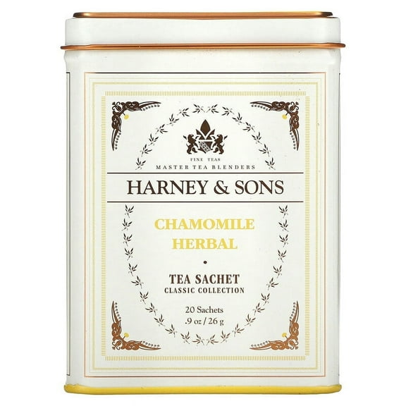 Harney & Sons, Fine Teas, Chamomile Herbal, 20 Sachets, 0.9 oz (26 g) Pack of 2