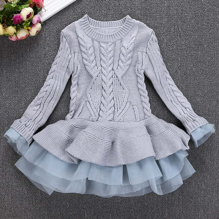 Carlton Knitted Winter Pullovers Sweater Kids Crochet Tutu Tops Girls Dress Clothes Rj4L3A5