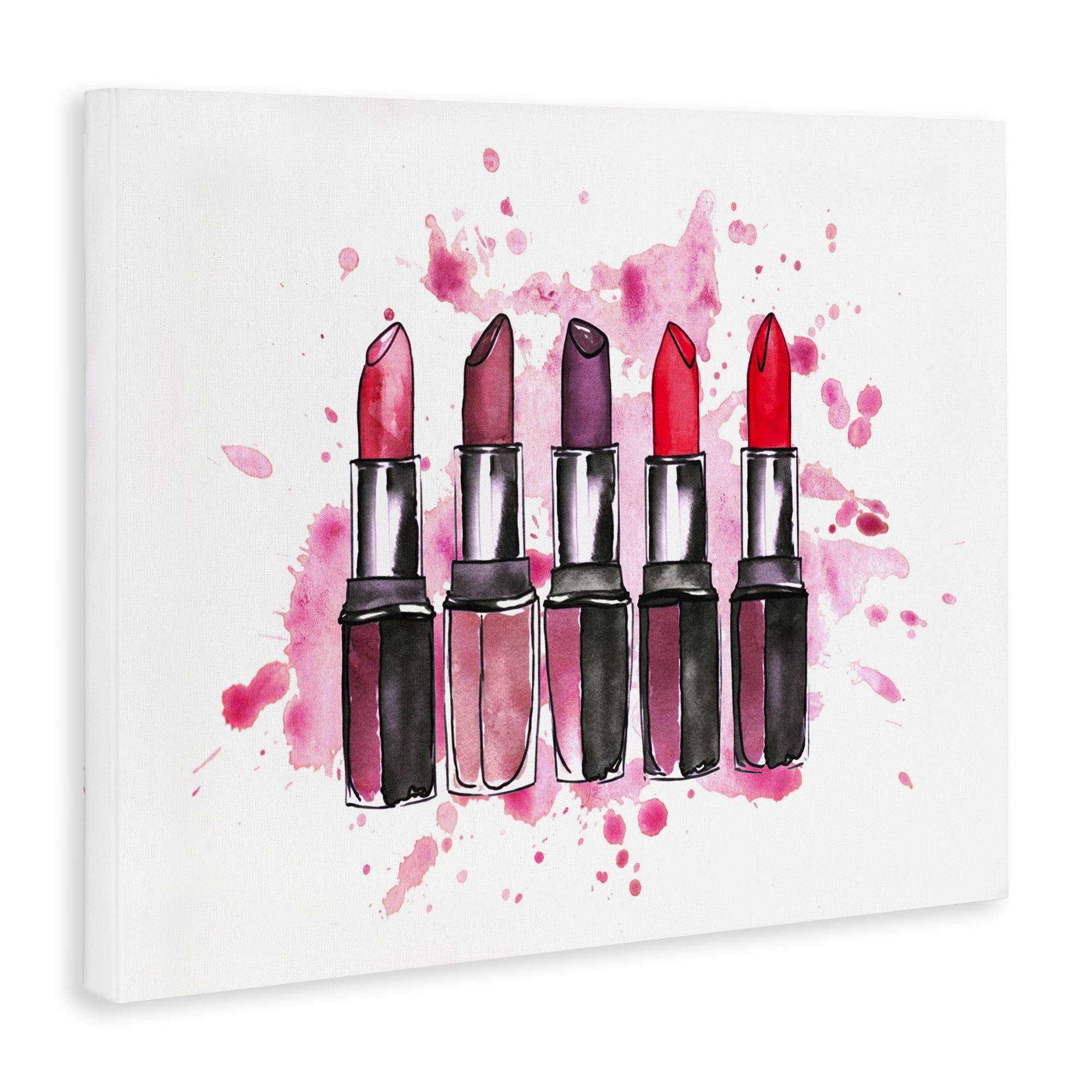 Stupell Industries Modern Splatter Lipstick Fashion Painting Wrapped Canvas Art Print Wall Art, 20 x 16