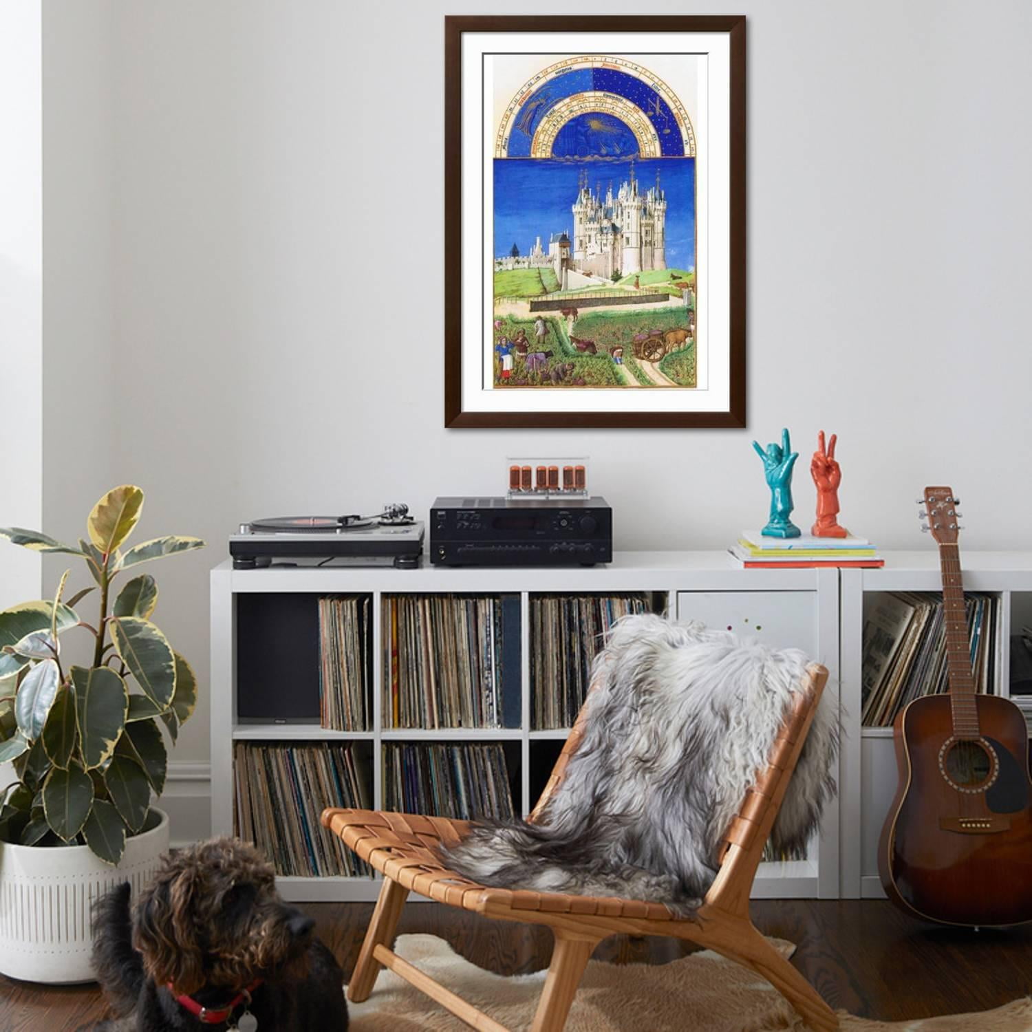 Art.com Le Tres Riches Heures Du Duc De Berry - September Art Print by Paul Herman & Jean Limbourg, Brown Frame Wall Art, 32" x 44"