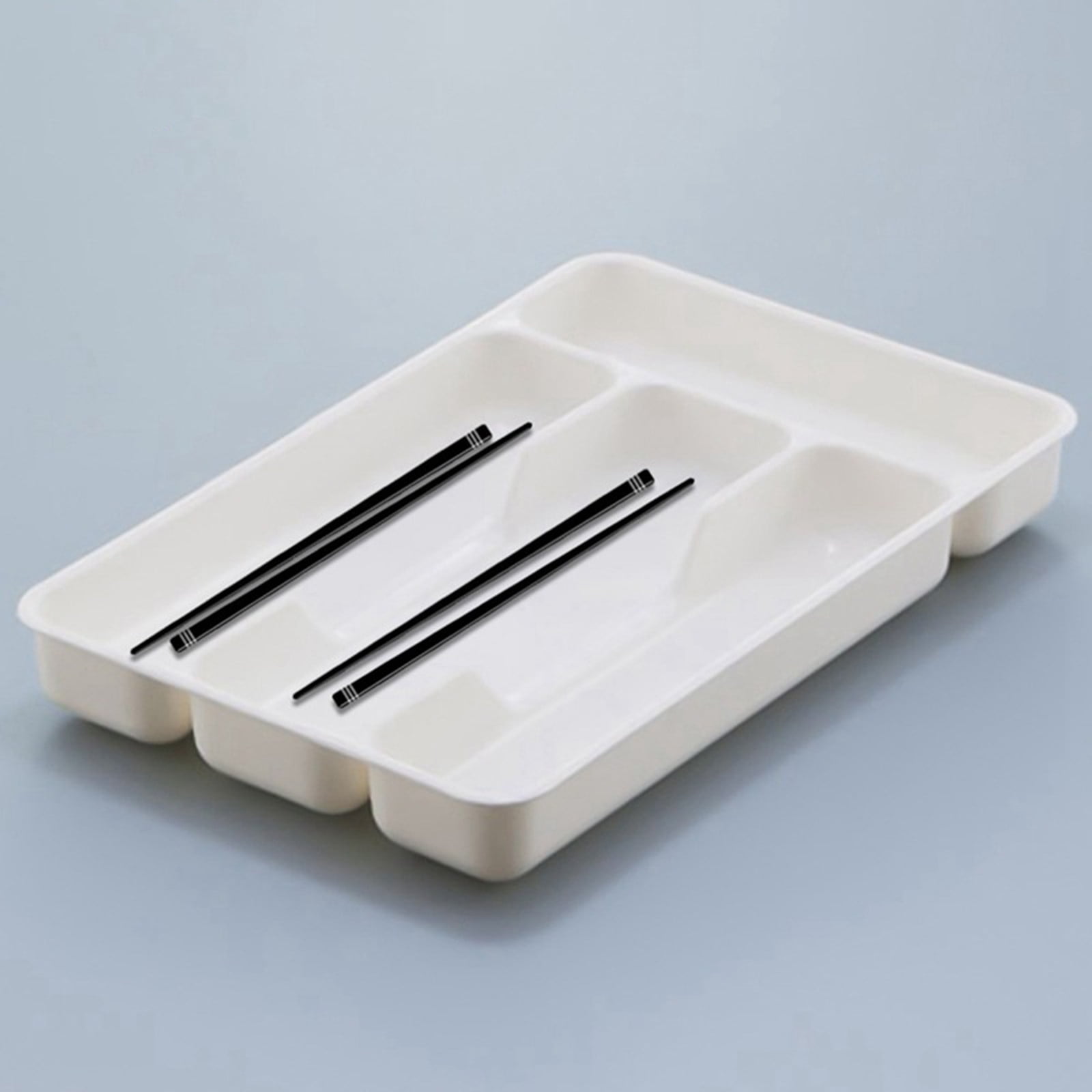 CY5O5ee Small Cutlery Tray Kitchen Spoon forks Cutlery Separation Finishing Rack 4 Compartments Utensil Storage Box Drawer Organizer 6.9*10.6inch