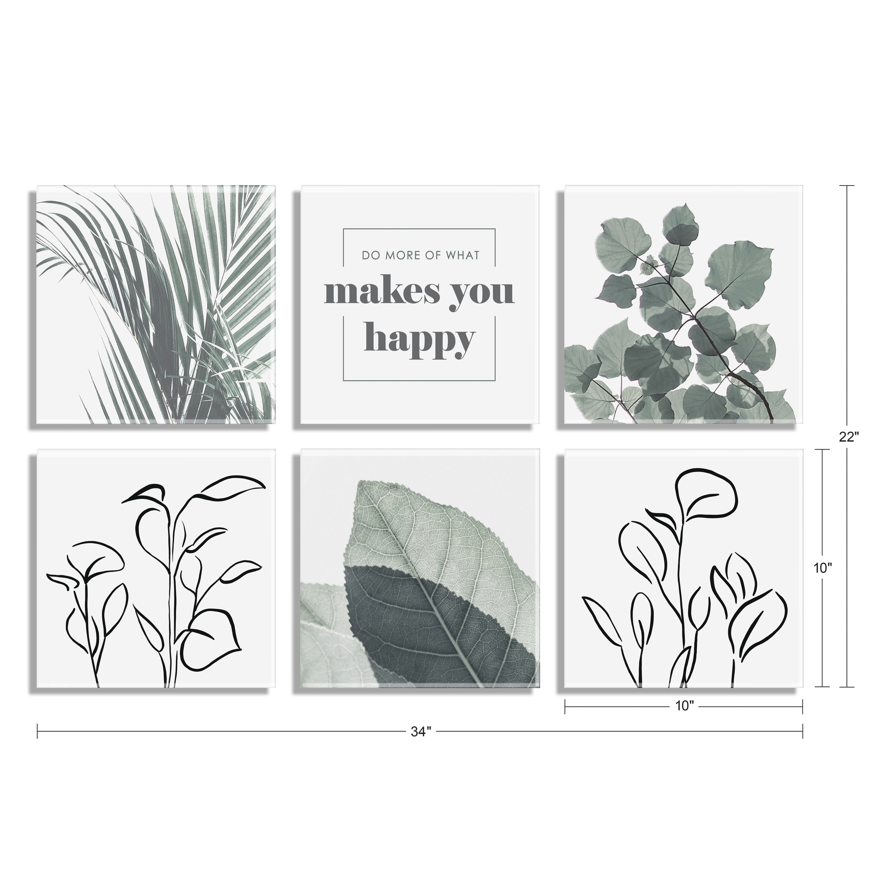 Kate and Laurel Plants Painting, 10 in x 10 in, 6-Pieces