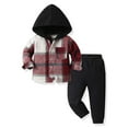 thumbnail image 3 of TAIAOJING Toddler Girl Boy Tracksuit Set Boys Girls Long Sleeve Casual Plaid Prints Gentleman Hooded Tops Holiday Shirts T Shirt Pants Outfits 12-18 Months, 3 of 3