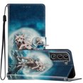 thumbnail image 2 of Wallet Case for Samsung Galaxy S21 FE with Colorful Painting Pattern PU Leather Magnetic Kickstand Flip Folio Cover, Card Slots Holder Soft Silicone Shockproof Protective Case,Pattern-K, 2 of 8