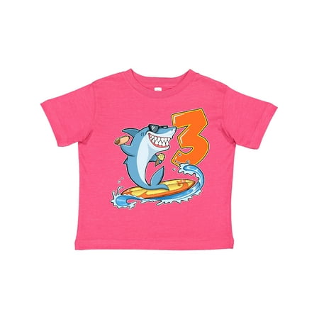 

Inktastic Third Birthday Surfing Shark with Hot Dog and Ice Cream Gift Toddler Boy or Toddler Girl T-Shirt