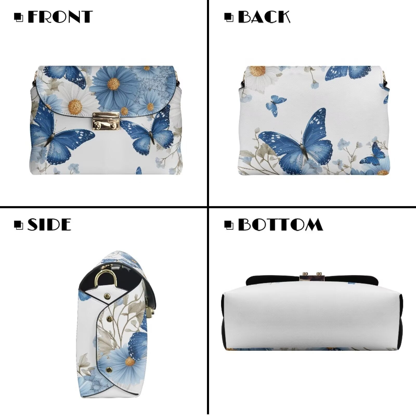 Pzuqiu Butterfly Flower Crossbody Bags for Women Leather Exquisite Trendy Women Leather Crossbody Bag with Chain Craftsmanship Practical Fashion for Daily Life
