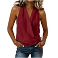 thumbnail image 2 of YYDGH Women's V Neck Wrap Front Side Tie Tank Top Sleeveless Cotton Linen Casual Tops Summer Vacation Loose Fit Blouses, 2 of 6