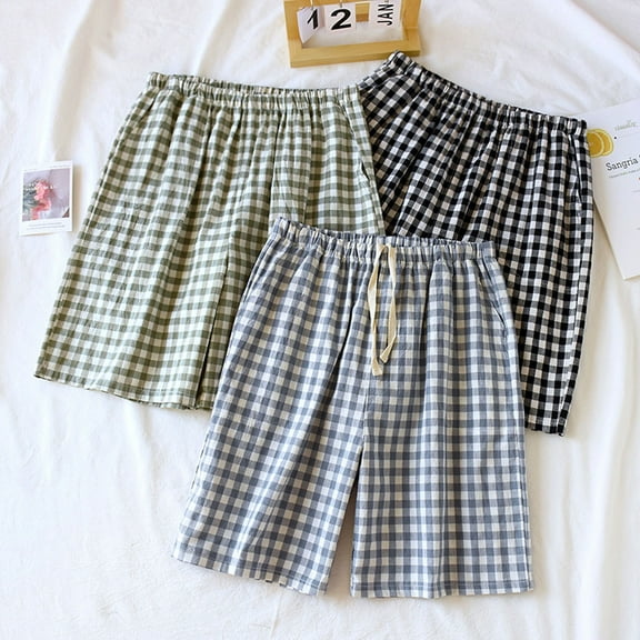 FRSASU Mens Pajamas Set Cotton Round Short Sleeve Shorts Sleepwear 2 Piece Pajamas Sets for Men Soft Nightwear Green