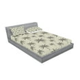 thumbnail image 2 of Ambesonne Palm Tree Fitted Sheet & Pillow Sham Set, Vintage Tropical, Calking, Pale Khaki and Dark Grey, 2 of 2