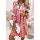 thumbnail image 1 of Mini vestido bohemio de manga tres cuartos para mujer, cintura holgada, primavera otoño, manga acampanada, cuello en V, estampado, Príncipe, 2022 XianweiShao 8390614591363, 1 of 1