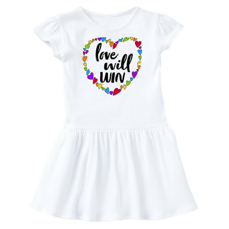 

Inktastic Love Will Win- Pride Rainbow Hearts Gift Toddler Girl Dress