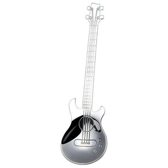 Stainless Steel Guitar Coffee Spoon, Titanium Plated, Comfortable Grip, Easy to Clean, Fit Home/Office/Outdoor Use & Gift
