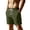 Army Green, variant on Hurxie Mens Casual Linen Shorts - 7 inch Elastic Waist Drawstring Summer Beach Vacation Short Army Green,S