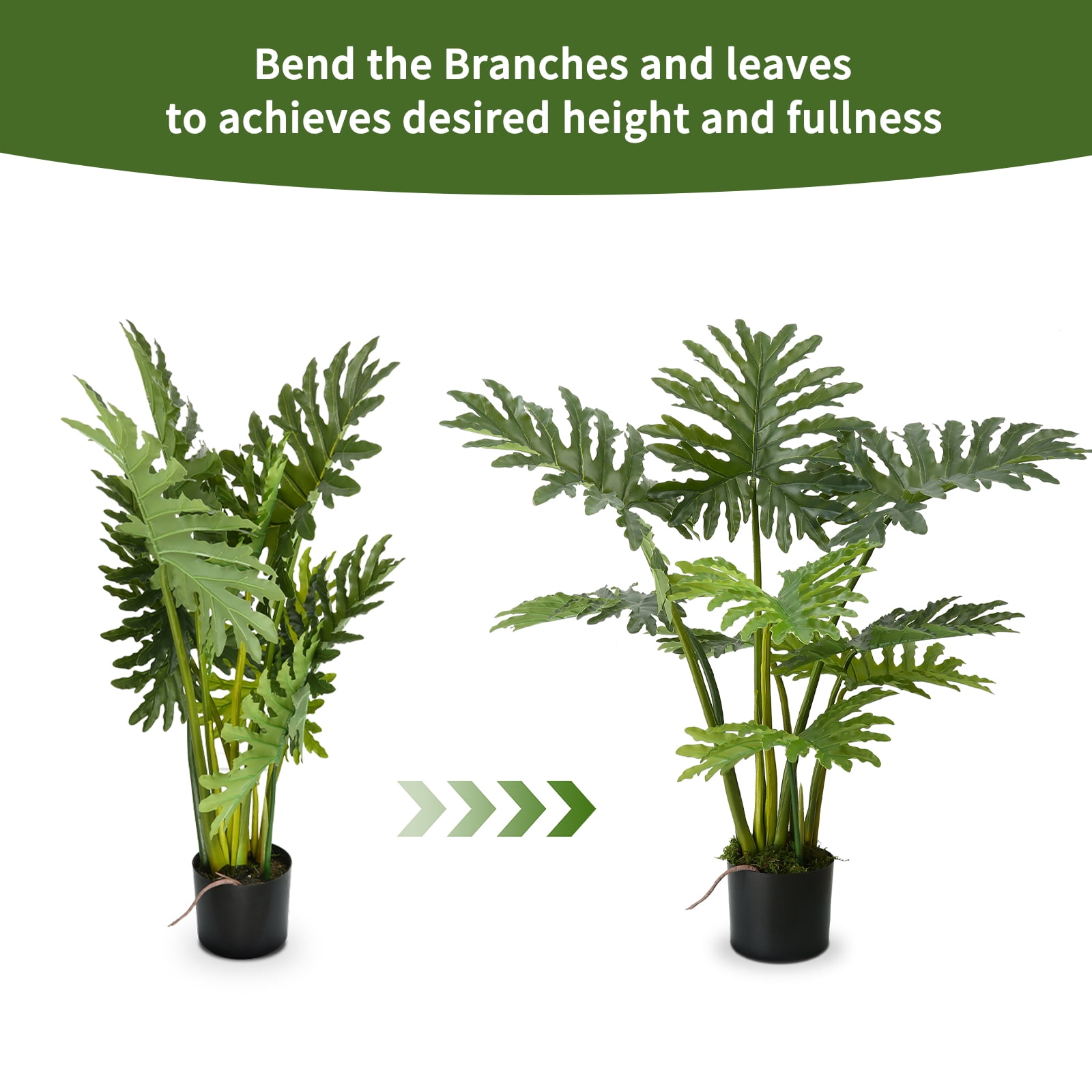 PARMPH 3 ft Artificial Philodendron Tree in Plastic Pot