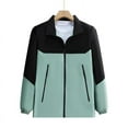 thumbnail image 2 of XPMWRP Women's Color Blocked Windproof Jacket Long Sleeved Zipper Casual Lapel Coats Warm Winter Trendy Clothes with Pockets Green XXXXL, 2 of 6