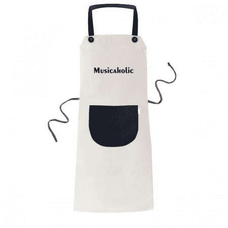

Stylish Word Musicaholic Apron Adjustable Bib Cotton Linen BBQ Kitchen Pocket Pinafore