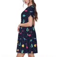 thumbnail image 2 of Bingfone Space Dinosaur Print Women’s Short Sleeve Dress, Comfortable Casual Dress, Stylish Summer Dress with Stretchy Fit for Daily Wear, 2 of 6