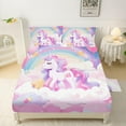 thumbnail image 3 of 3D Colorful Unicorn Bedding Set, King Size Bed Set for Girls, 1 Fitted Sheet + 1 Flat Sheet +  2Pillow Case, 3 of 5