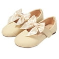 thumbnail image 3 of Akiihool School Uniform Flats Toddler Girls Dress Shoes Ballet Mary Jane Flats Princess Shoes (Beige,10.5), 3 of 9