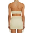 thumbnail image 3 of Maternity Women Bikini Set Bathing Suit Solid Color Sleeveless Swimsuit Adjustable Straps Print Two Piece With Briefs For Beach Pool,Beige,SIZE XL, 3 of 8