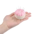 thumbnail image 5 of Pin Cushion Wooden Base Needle Pincushion Cute Small Pins Holder with Vertical Wooden Bowl Yellow, 5 of 6