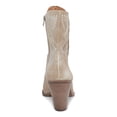 thumbnail image 2 of LUCKY BRAND Womens Beige Western Inspiration Embellished Padded Lakelon Almond Toe Stacked Heel Zip-Up Leather Booties 9.5 M, 2 of 4