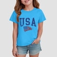thumbnail image 2 of Girls T-Shirt 2-14 Years American Flag Patriotic Print 4th of July Independence Day Outfit Casual Summer Tee Versatile Lightweight Modern Classic(11-12 Years,A123-Sky Blue), 2 of 4
