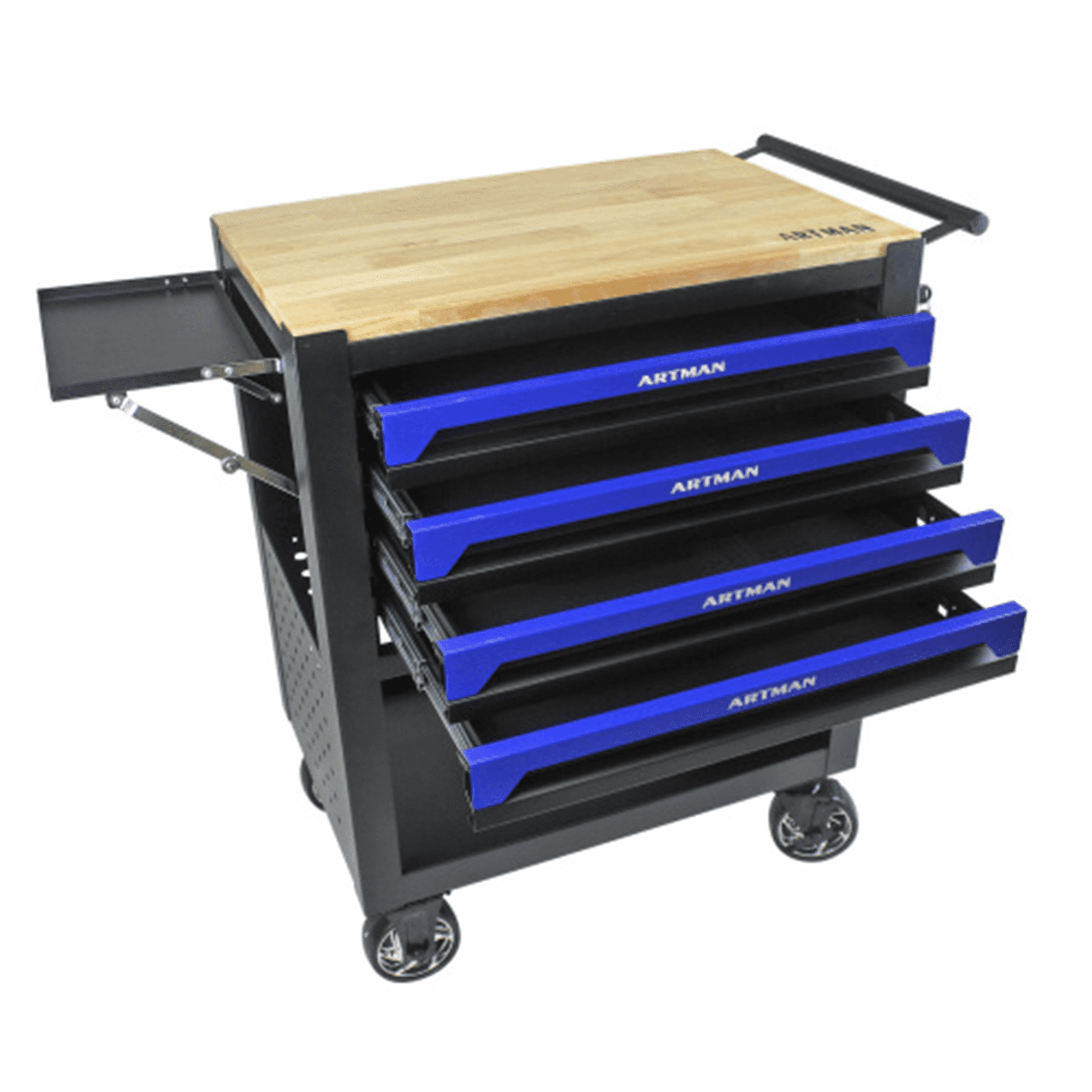 ARTMAN 4-Drawer Rolling Tool Chest with  Wheels and Wooden Top,Steel Storage Locking Tool Cart for Garage Workshop Rapair Shop
