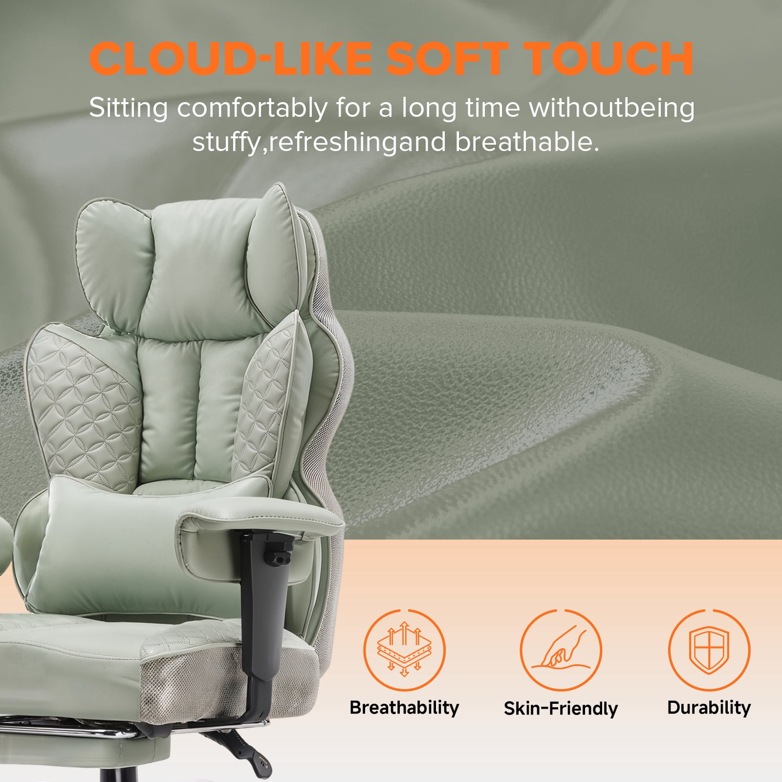 CloudRest Pro 400lbs Executive heavy duty office chair, High Back Ergonomic Computer Desk Chairwith Lumbar Back Support, Green