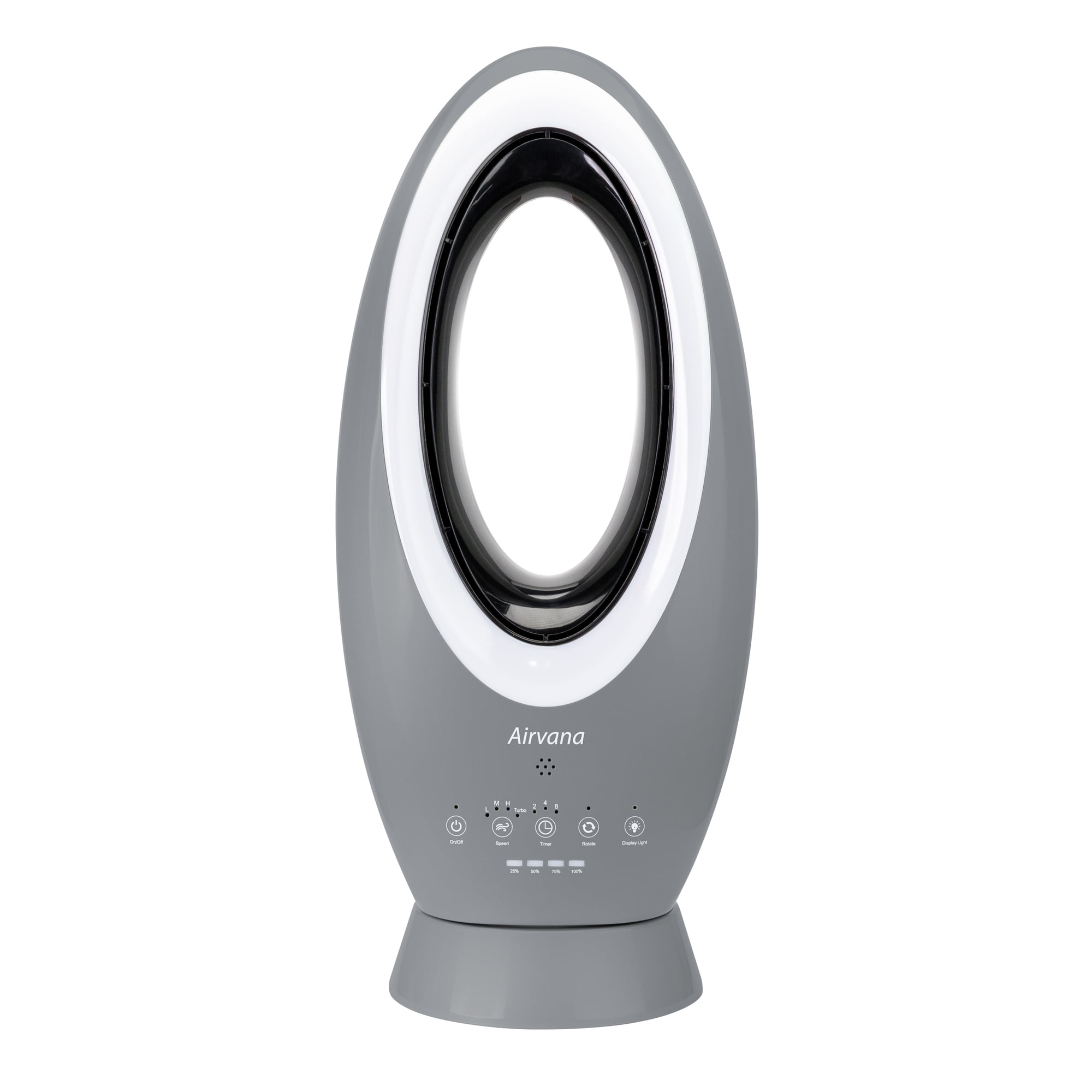 Airvana AV1880 Bladeless Rechargeable Fan with Remote, Sleep Timer, Gray