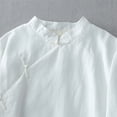 thumbnail image 5 of Women's Chinese Cotton Linen Blouse Long Sleeve Retro Shirt Loose Solid Tops Chinese Robe Summer Hanfu T-Shirt, 5 of 6