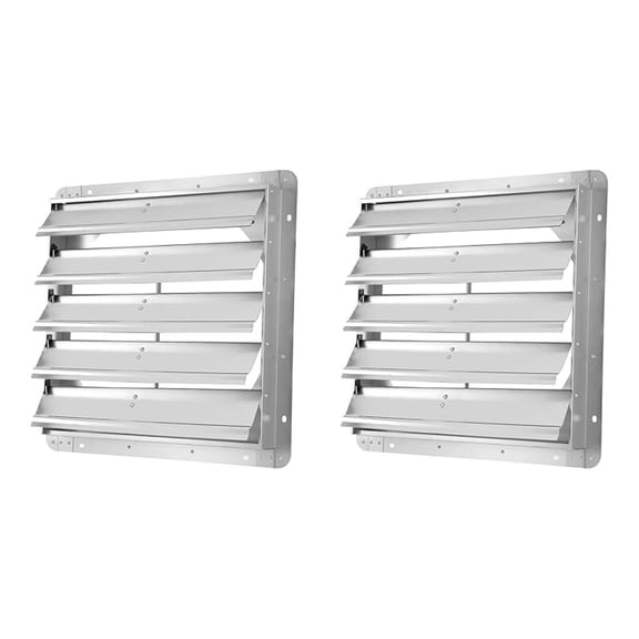 20-Inch Square Aluminum Automatic Gravity Shutter Louver Vent, Silver,2-Pack