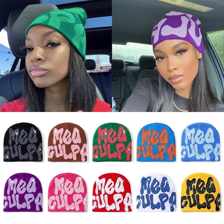 Fashion Knitted Soft Warm Slouchy Cap MEA Culpa Beanies Hat with